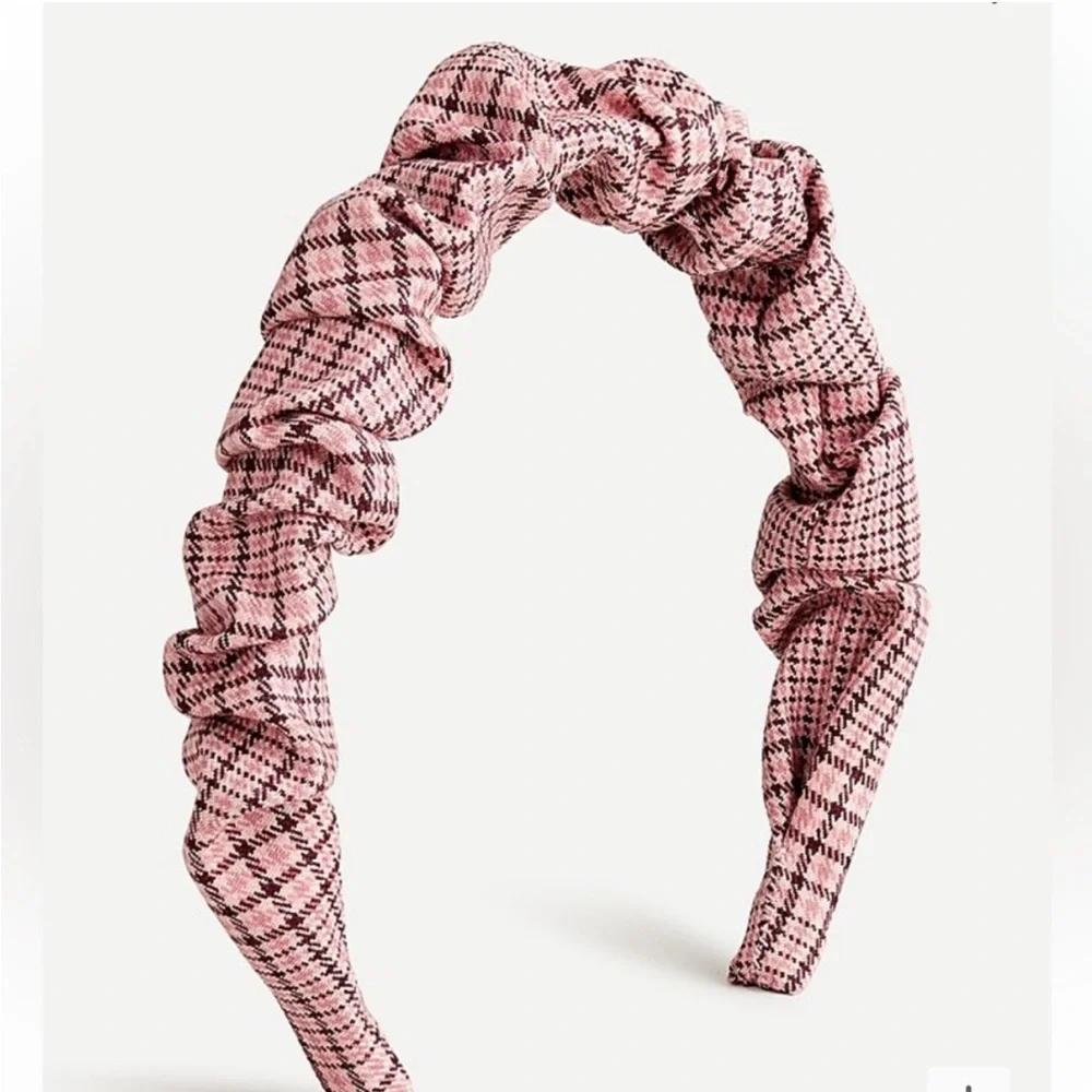J. Crew Pink Plaid Checkered Scrunchie Women’s Headband